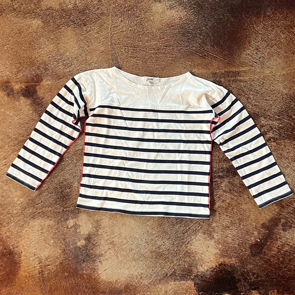 Junior Gaultier Navy and White striped Long Sleeve Tee